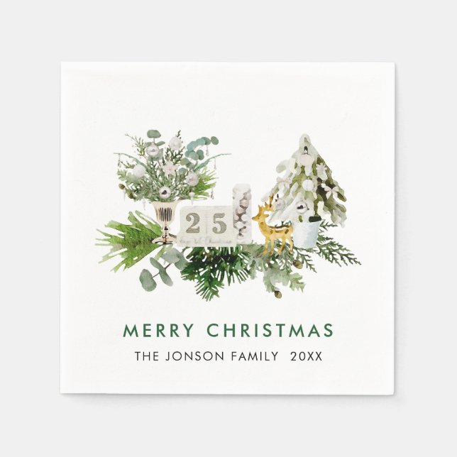 Elegant Bohemian Christmas Composition Holiday Napkin (Front)