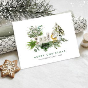 Elegant Bohemian Christmas Composition Holiday Postcard