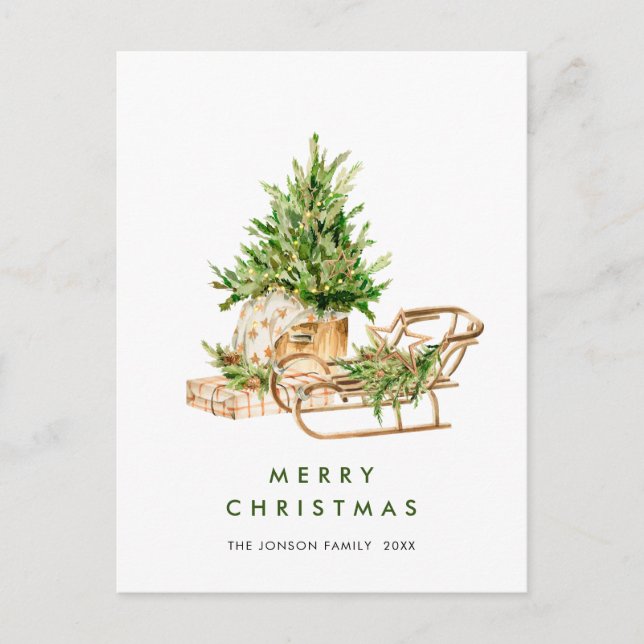 Elegant Bohemian Christmas Composition Holiday Postcard (Front)