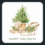 Elegant Bohemian Christmas Composition Holiday Square Sticker<br><div class="desc">You can change the colour of the "happy holidays" words. You can do it in the Zazzle editor,  feel free to contact me if you need details on how to do it,  or if you need any other help or new item. I respond soon.</div>