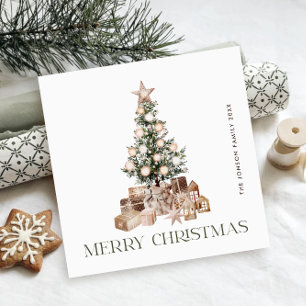 Elegant Bohemian Christmas Pine Tree Greeting Holiday Card
