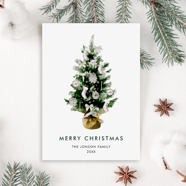 Elegant Bohemian Christmas Pine Tree Greeting Holiday Card (Creator Uploaded)