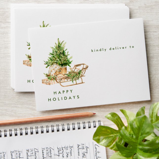 Elegant Bohemian Christmas Tree Composition Envelope (Stacked)
