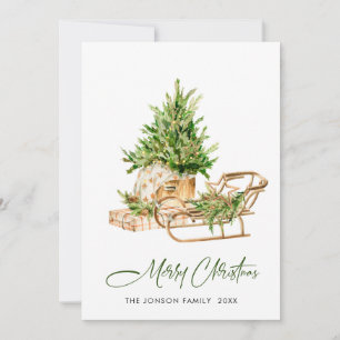 Elegant Bohemian Christmas Tree Composition Holiday Card
