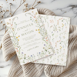 Elegant Bohemian Colourful Meadow Floral Wedding Invitation