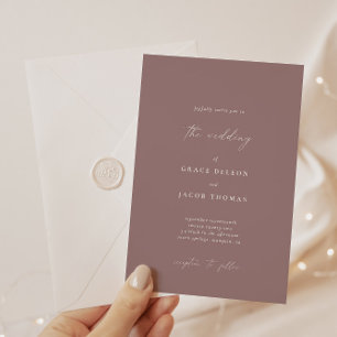 Elegant Bohemian Dusty Purple Minimalist Wedding Invitation