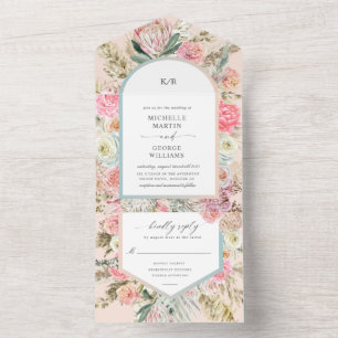 Elegant Bohemian Floral All In One Invitation
