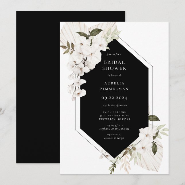 Elegant Bohemian Floral Bridal Shower Invitation (Front/Back)