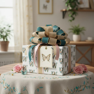 Elegant bohemian floral letter W Wrapping Paper