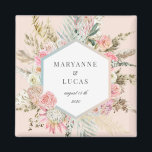 Elegant Bohemian Floral Monogram Magnet<br><div class="desc">Our "Bohemian Elegant Floral" collection features beautiful blush and light teal florals with ample dry foliage on various pastel backgrounds paired with an elegant script for all your personal information. We are positive that you are going to love to mix and match different items from this collection. Check our store...</div>