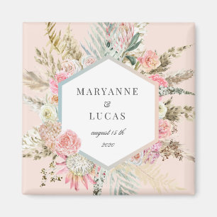 elegant bohemian floral monogram magnet