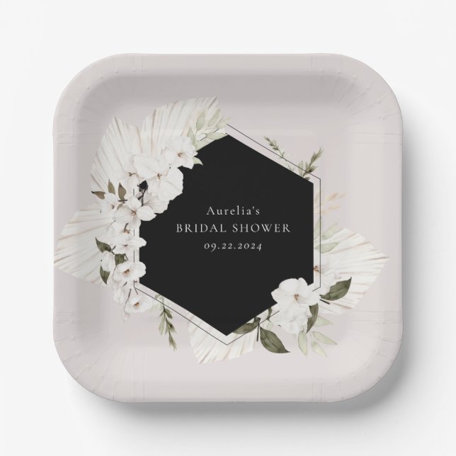 Elegant Bohemian Floral Paper Plates (Front)