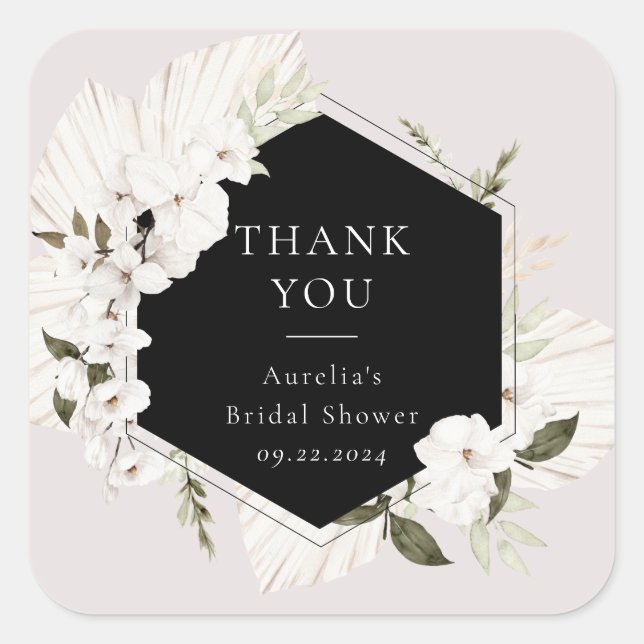 Elegant Bohemian Floral Square Sticker (Front)