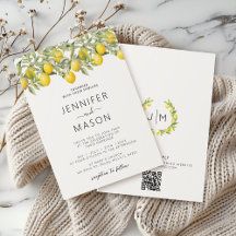 Elegant Bohemian Lemon Citrus Wedding QR code