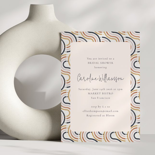 Elegant Bohemian Neutral Geometric Bridal Shower Invitation (Creator Uploaded)