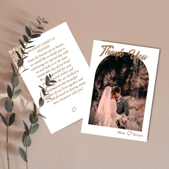 Elegant Bohemian pampas grass photo wedding  Thank You Card (Creator Uploaded)