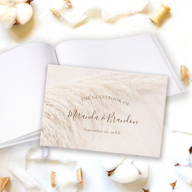 Elegant Bohemian Pampas Grass Wedding Guest Book (Creator Uploaded)