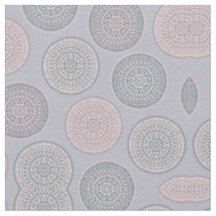 Elegant Bohemian Pink Blue Pastel Mandala Pattern Fabric