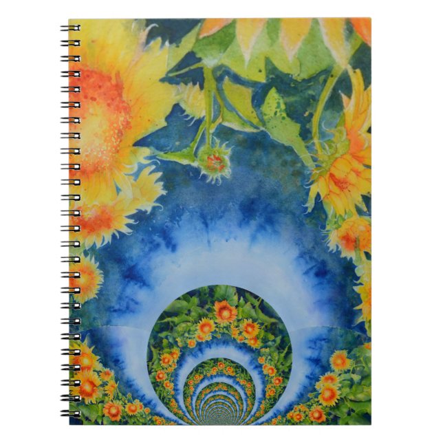 Elegant bohemian retro sunflowers notebook (Front)