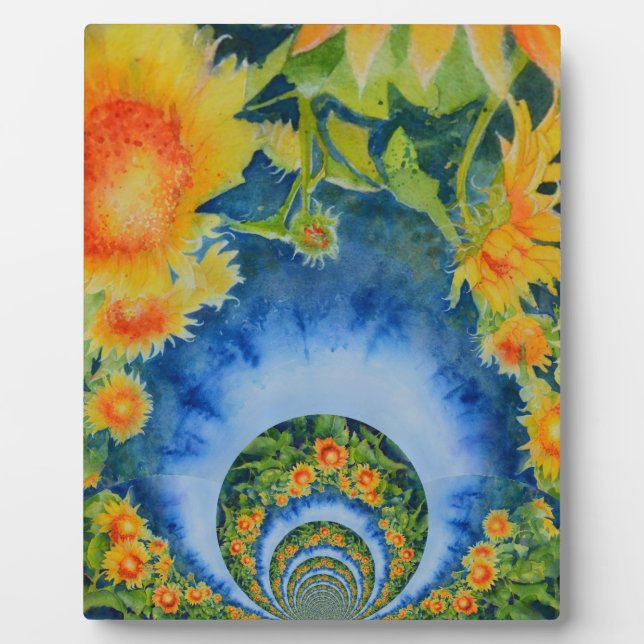 Elegant bohemian retro sunflowers plaque (Front)