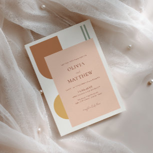 Elegant Bohemian Retro Terracotta Arch Wedding Invitation