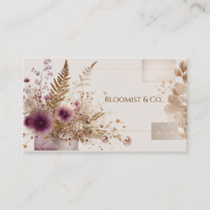 Elegant Bohemian Rose Gold Botanical Business Card