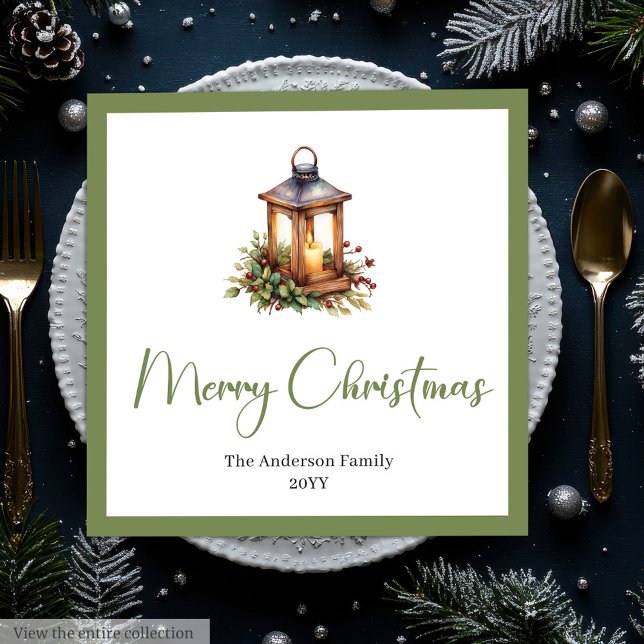 Elegant Bohemian Rustic Christmas Lantern Napkins (Elegant Bohemian Rustic Christmas Lantern Napkins)