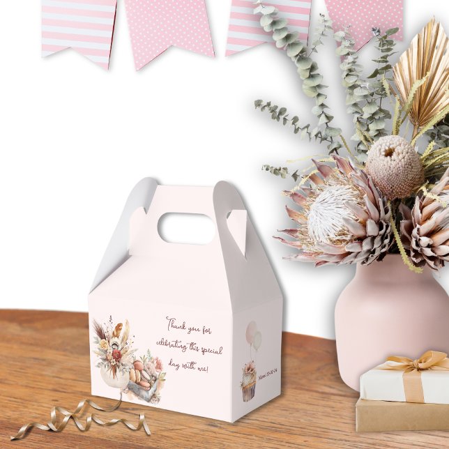 Elegant Bohemian Rustic Pink Tea Party Favour Box (Elegant Bohemian Birthday Party Favor Box)