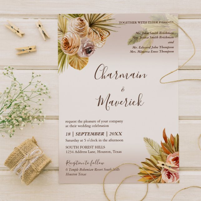 Elegant Bohemian Terracotta Wedding Invitation (Creator Uploaded)