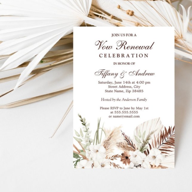 Elegant Bohemian White Floral Vow Renewal Invitation (Creator Uploaded)