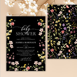 Elegant Bohemian Wildflower Girl Baby Shower  Invitation