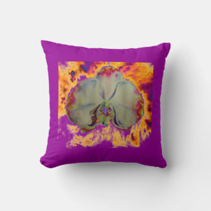Elegant boho abstract watercolor orchid painting cushion