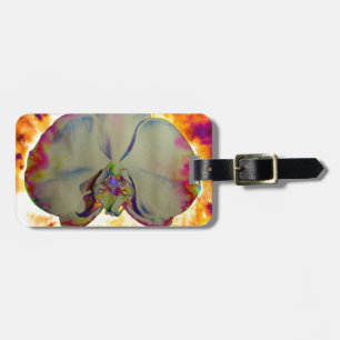 Elegant boho abstract watercolor orchid painting luggage tag