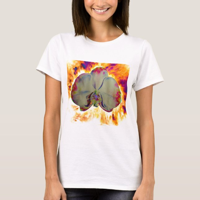 Elegant boho abstract watercolor orchid painting T-Shirt (Front)