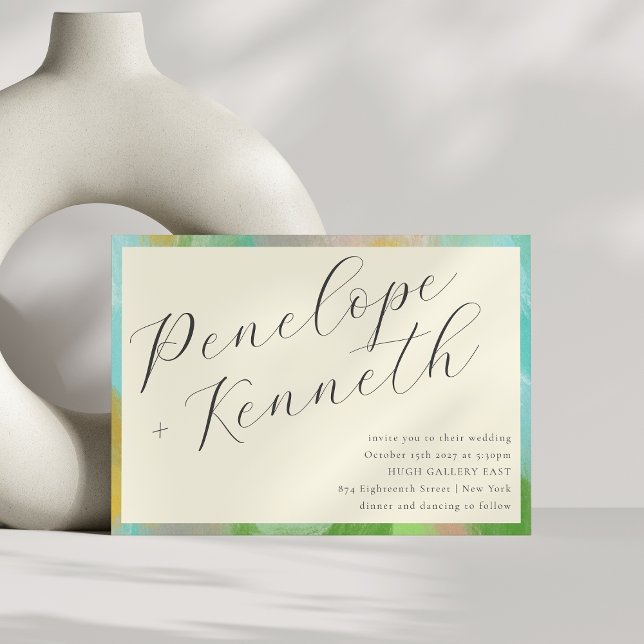 Elegant Boho Abstract Watercolor Pastel Wedding Invitation (Creator Uploaded)
