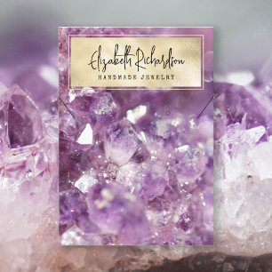 Elegant Boho Amethyst Crystal Jewellery Display Business Card