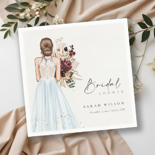 Elegant Boho Aqua Wedding Gown Bridal Shower Napkin