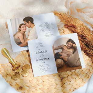 Elegant Boho Arch Modern Minimalist Photo Wedding Invitation