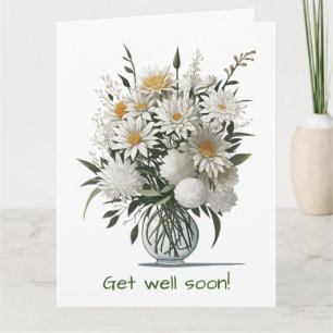 Elegant Boho Art Flower In A Vase Get Well Soon Card