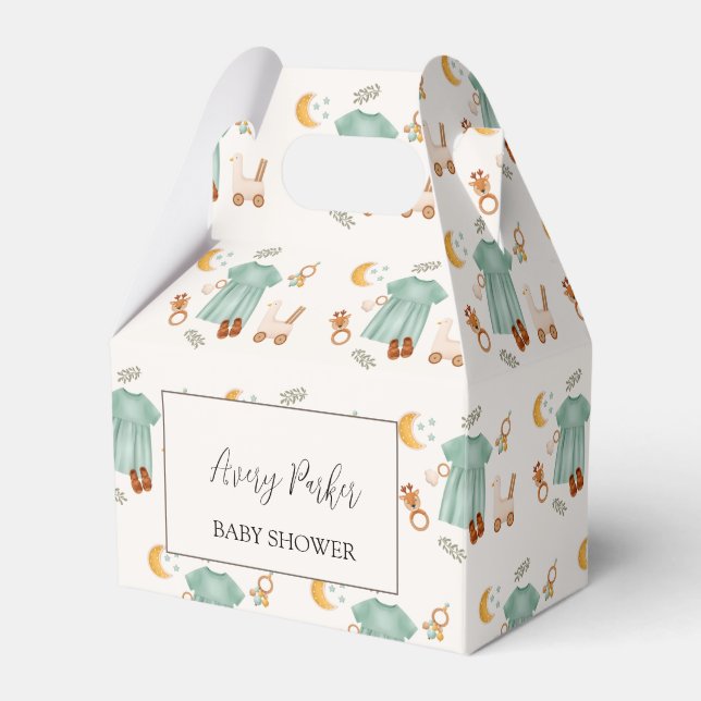 Elegant Boho Baby Girl Clothes Baby Shower  Favour Box (Front Side)