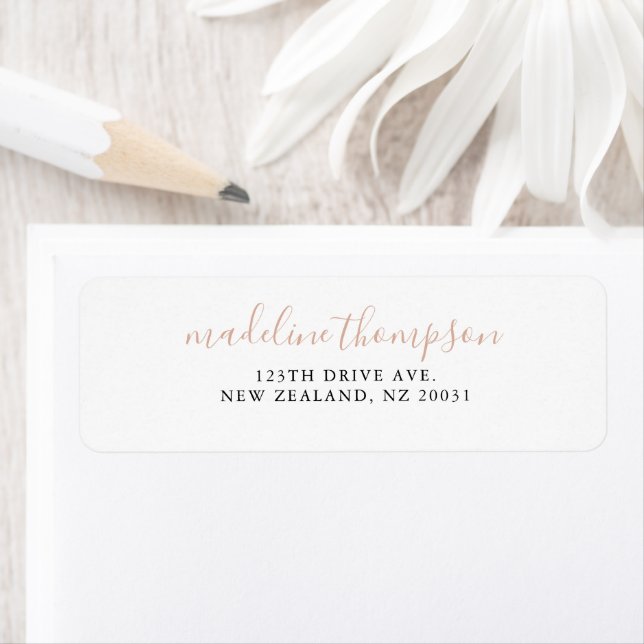 Elegant Boho Beige Calligraphy Script Return Address Label (Insitu)
