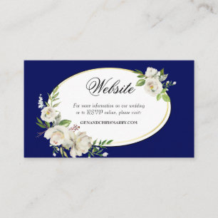 Elegant Boho Blue Floral Wedding Website Enclosure Business Card