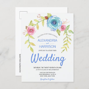 Elegant Boho Blue Rose Floral Arch Wedding Invite