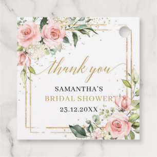 Elegant boho blush and gold greenery Bridal Shower Favour Tags