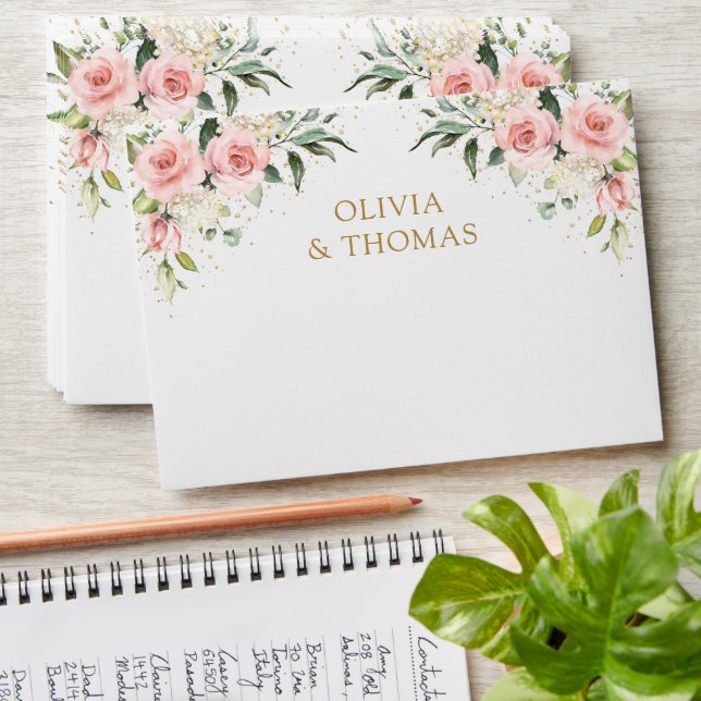 Elegant boho blush floral gold sage eucalyptus envelope (Stacked)