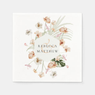 Elegant Boho Blush Floral Greenery Wedding  Napkin