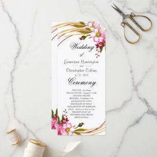 Elegant Boho Blush Floral Wedding Ceremony Program
