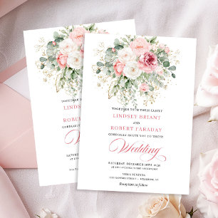 Elegant Boho Blush Floral Wedding Invite