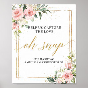 Elegant boho blush pink floral gold oh snap sign