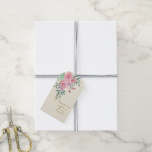Elegant Boho Blush Pink Watercolor Floral Wedding  Gift Tags